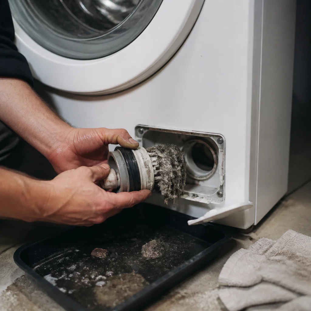 Wasmachine afvoer ontstoppen